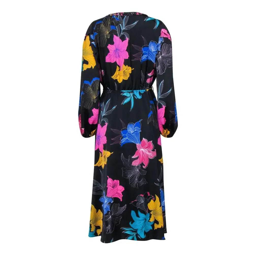 Kobi Halperin - Black & Multicolor Floral Maxi Dress Sz S